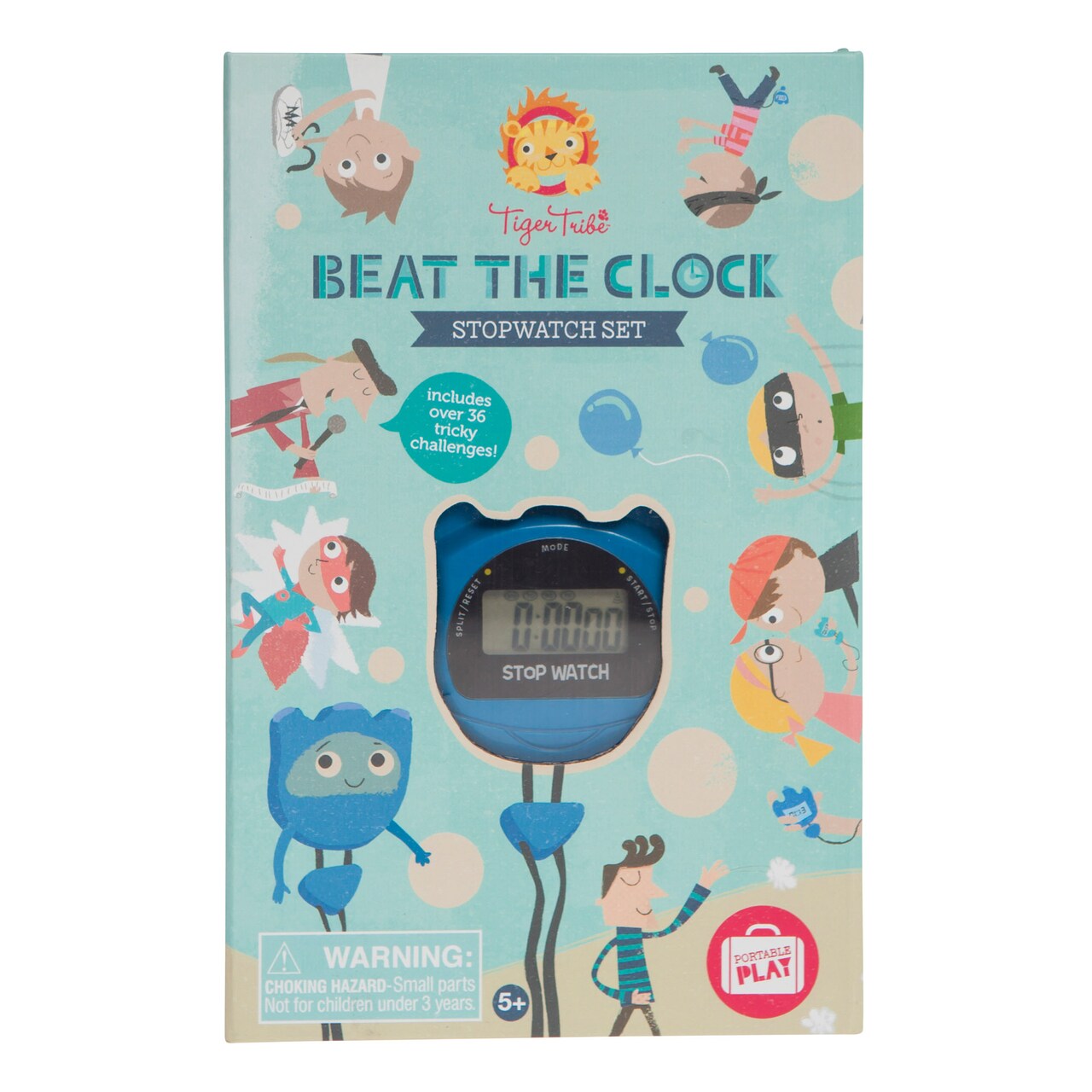 Tiger Tribe: Beat the Clock - Stopwatch Set - Includes 36+ Tricky Challenges, Time Based Activities, Solo Or Team Play, Kids Ages 5+